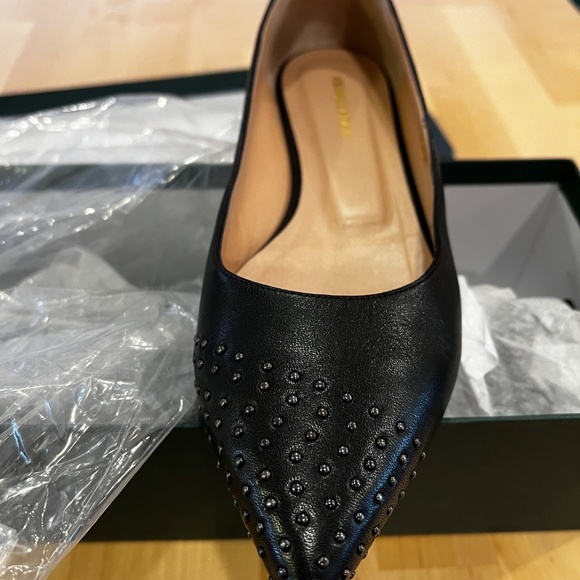 Super versatile black leather studded ballet flats by George Hogg - Picture 4 of 5